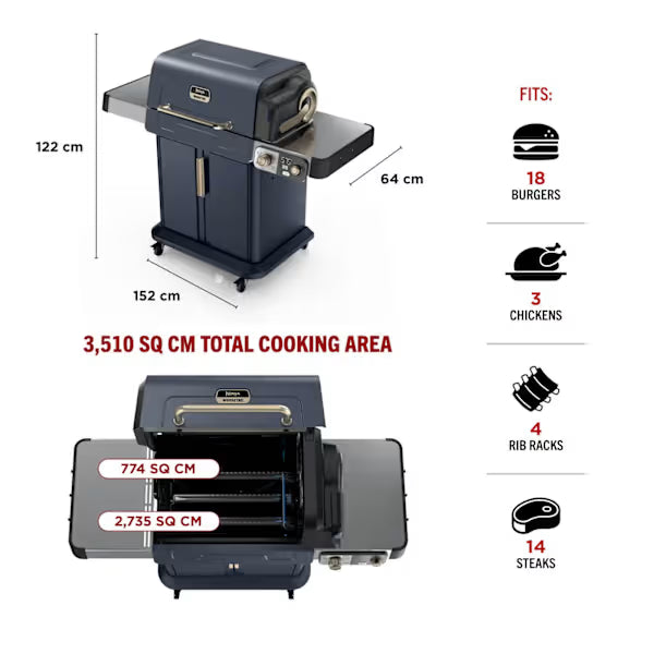 Ninja FlexFlame Gas BBQ & Outdoor Cooking System - Blue & Gold PG301UKBL