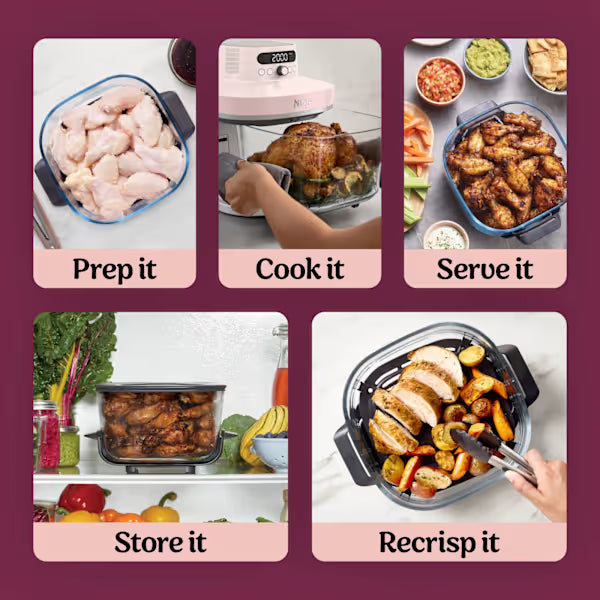 Ninja CRISPi PRO 7-in-1 Glass Air Fryer – Rose Quartz AS101UKRS