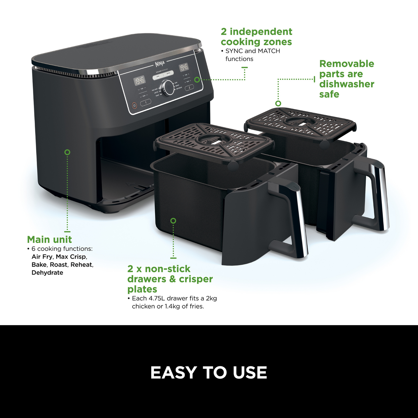 Ninja Foodi MAX Dual Zone Air Fryer AF400UK