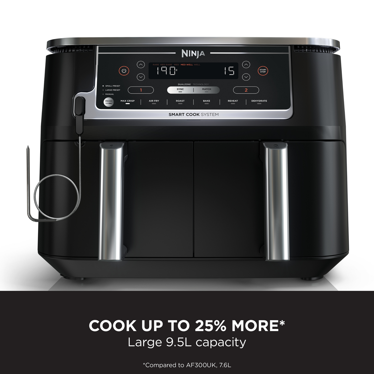 Ninja Foodi MAX Dual Zone Air Fryer with Smart Cook System AF451UK