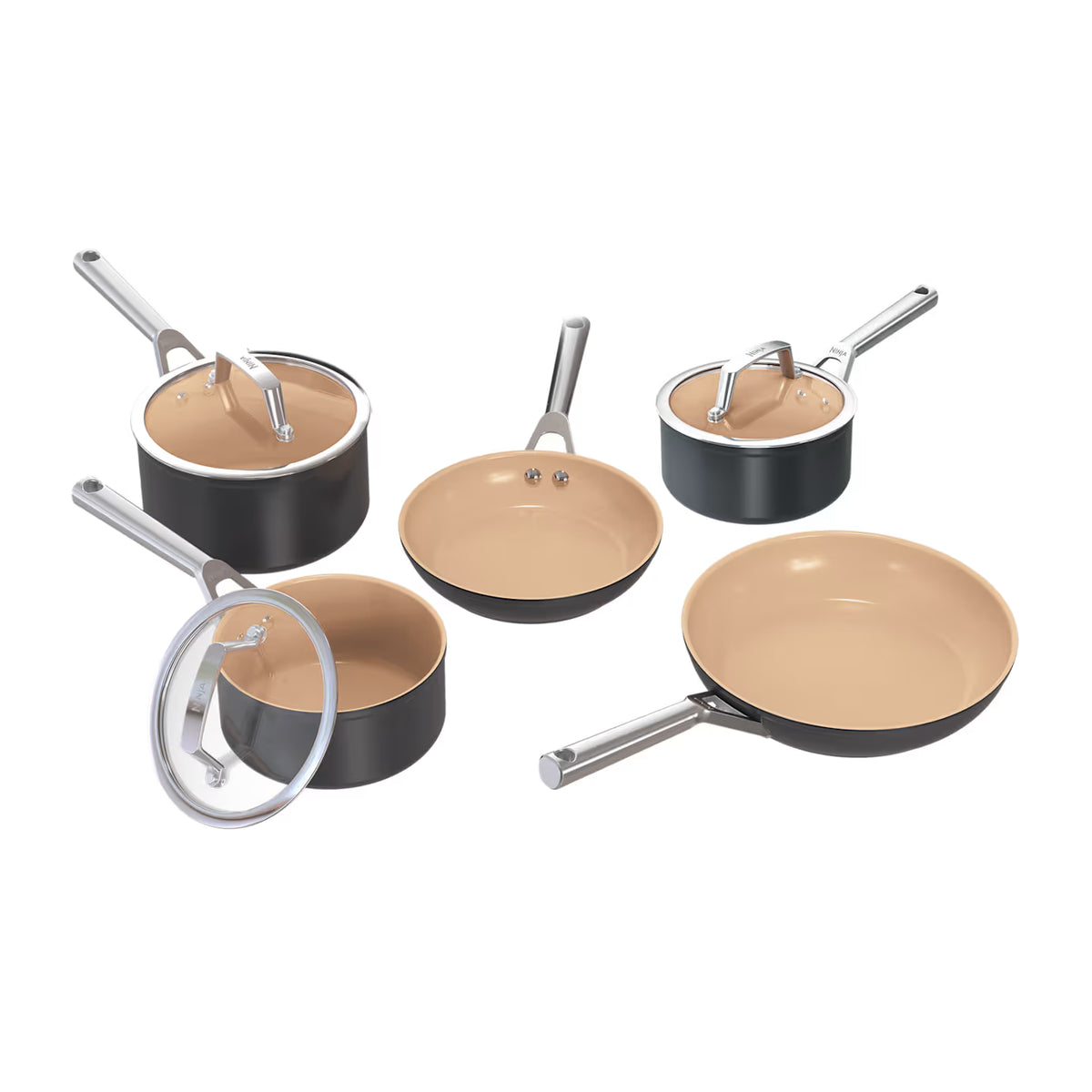Ninja Extended Life Ceramic 5-Piece Frying Pan & Saucepan Set CW95005EUI