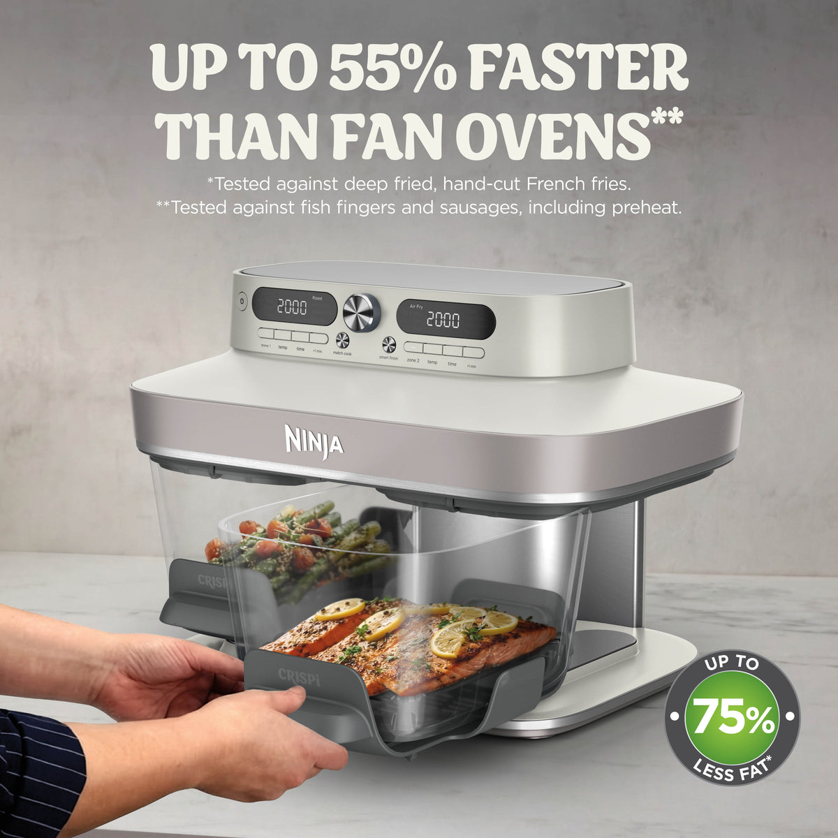 Ninja CRISPi DualZone 8-in-1 Function Glass Air Fryer - Bone DD102UKIV2
