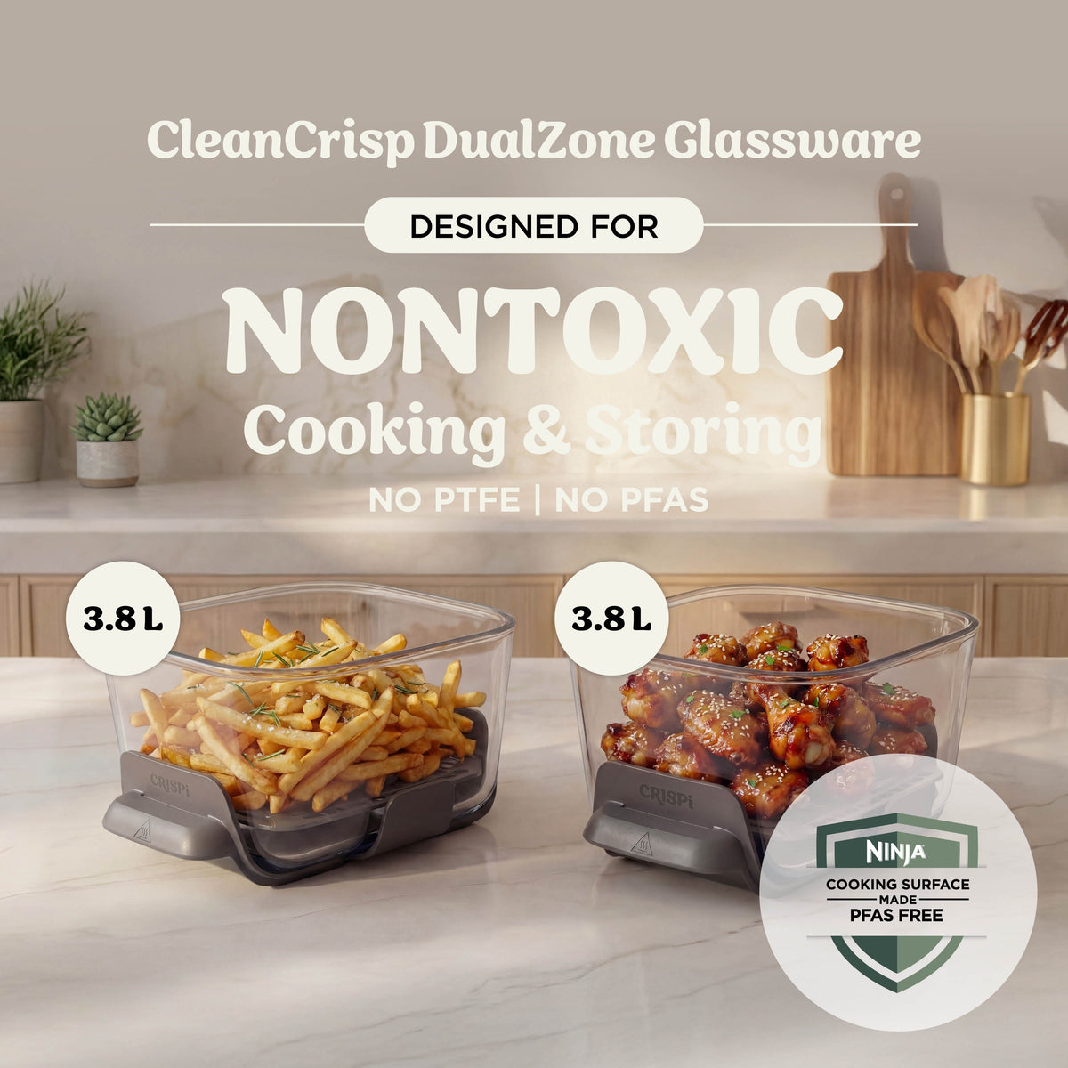 Ninja CRISPi DualZone 8-in-1 Function Glass Air Fryer - Bone DD102UKIV2