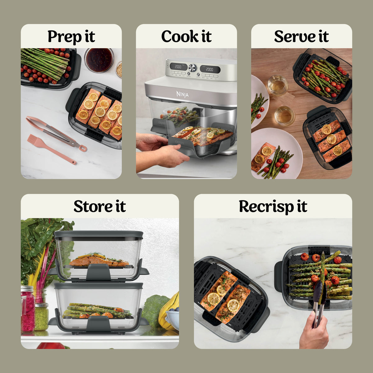 Ninja CRISPi DualZone 8-in-1 Function Glass Air Fryer - Bone DD102UKIV2