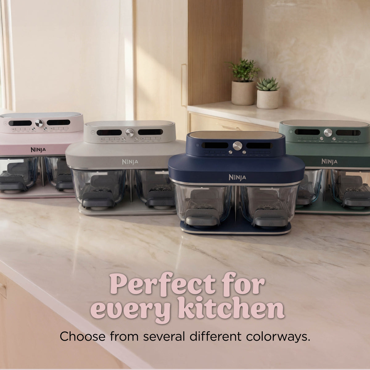 Ninja CRISPi DualZone 8-in-1 Function Glass Air Fryer - Rose Quartz DD102UKPK1