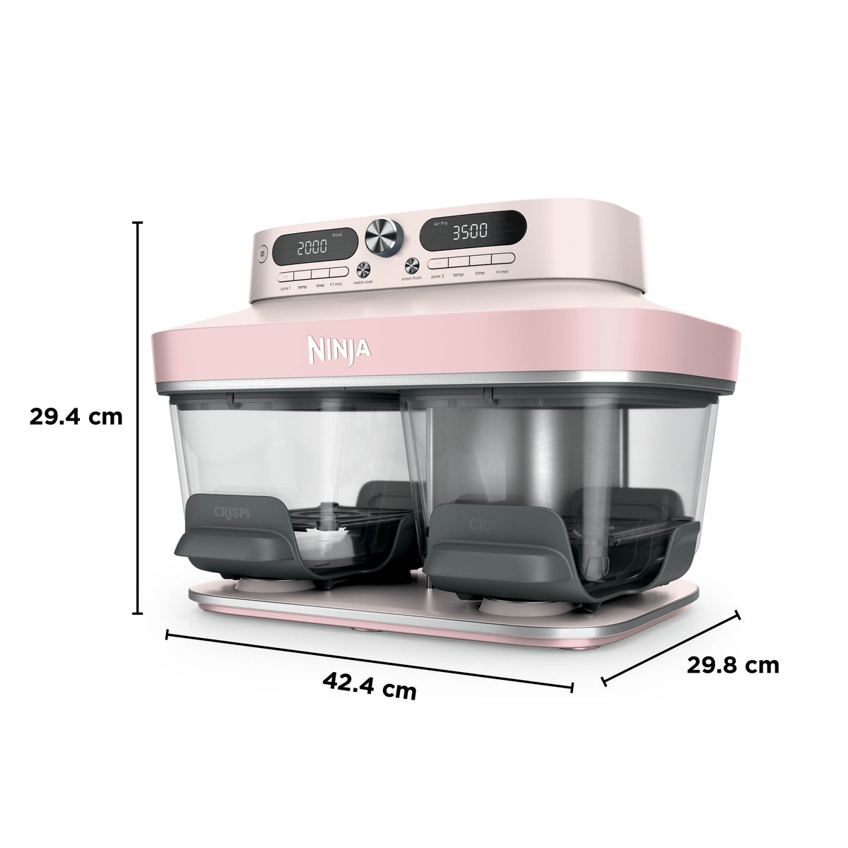 Ninja CRISPi DualZone 8-in-1 Function Glass Air Fryer - Rose Quartz DD102UKPK1