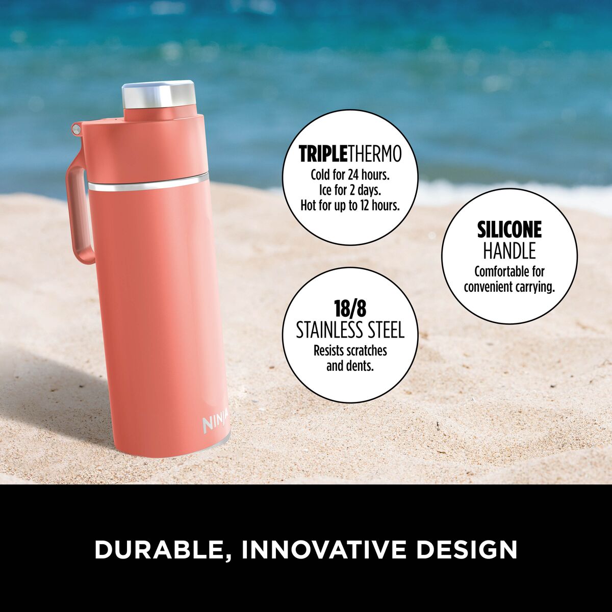 Ninja Thirsti 530 ml Travel Bottle – Coral DW1801EUUKPE