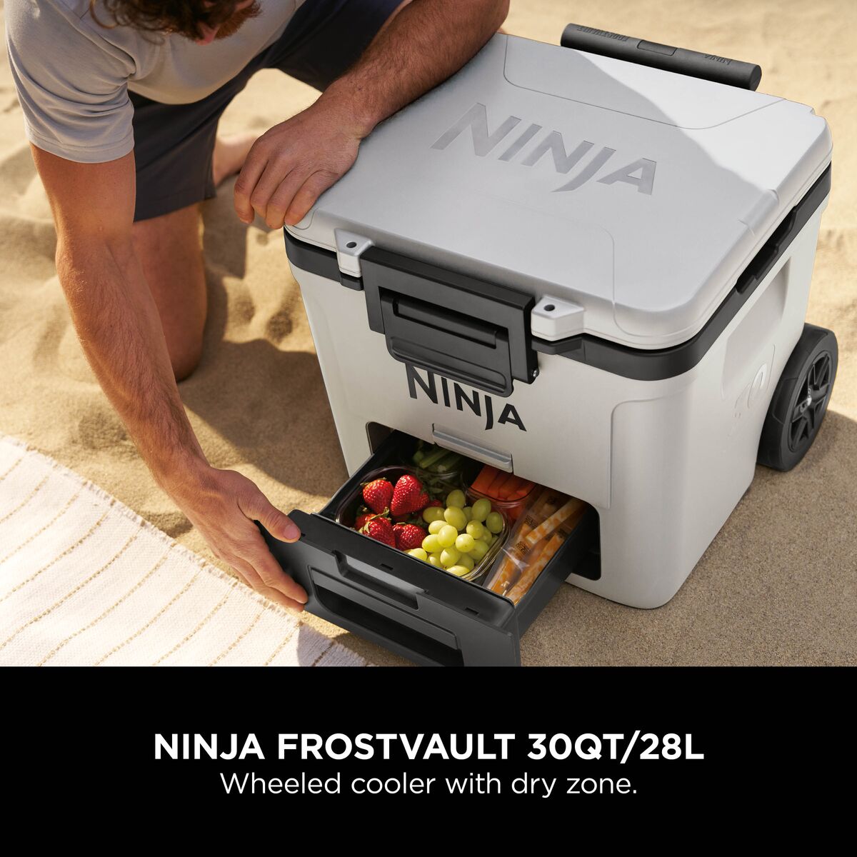 Ninja FrostVault 30QT/28L Wheeled Cooler with Dry Zone, Cloud White FB230UKWH