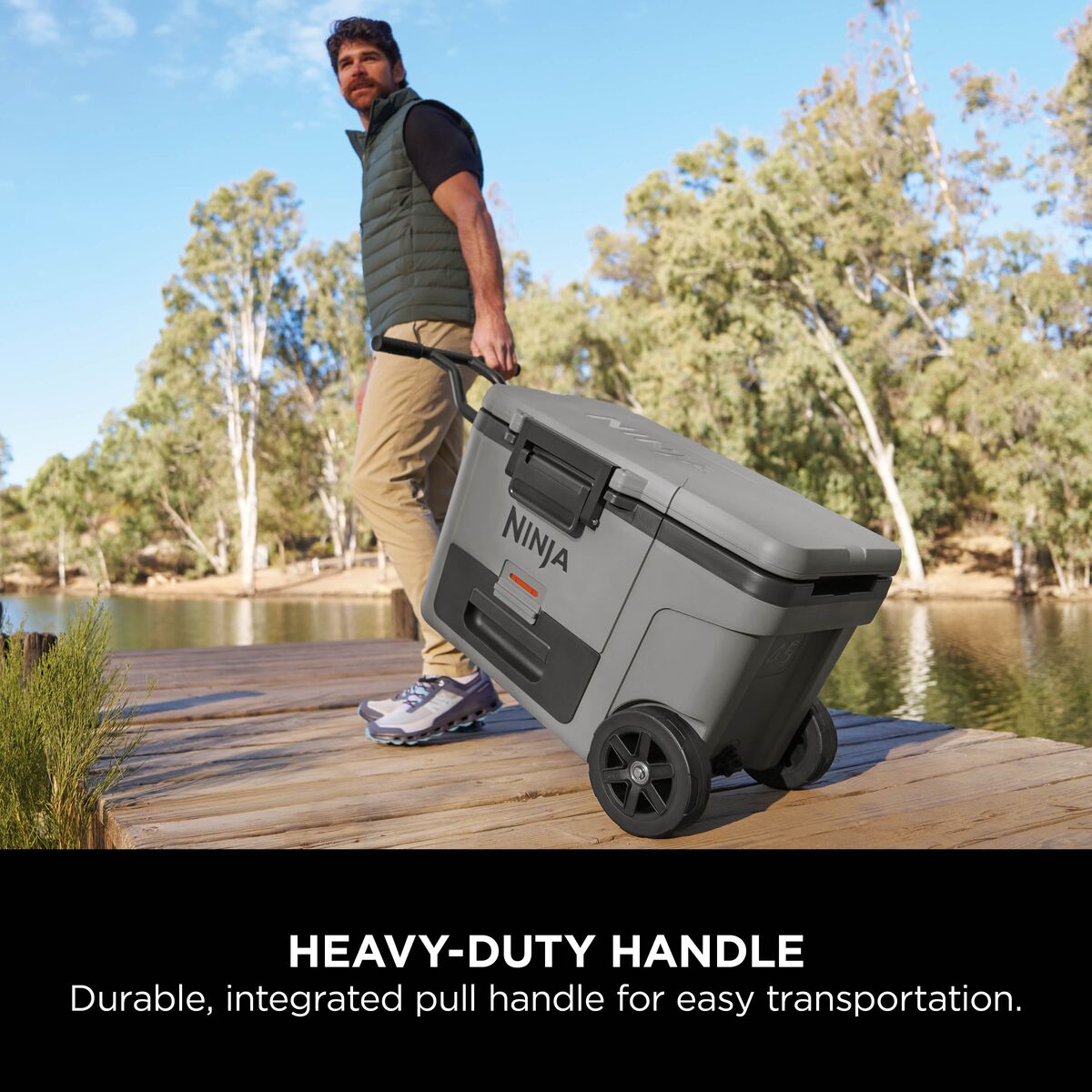 Ninja FrostVault 45QT/42L Wheeled Cooler with Dry Zone, Slate Grey