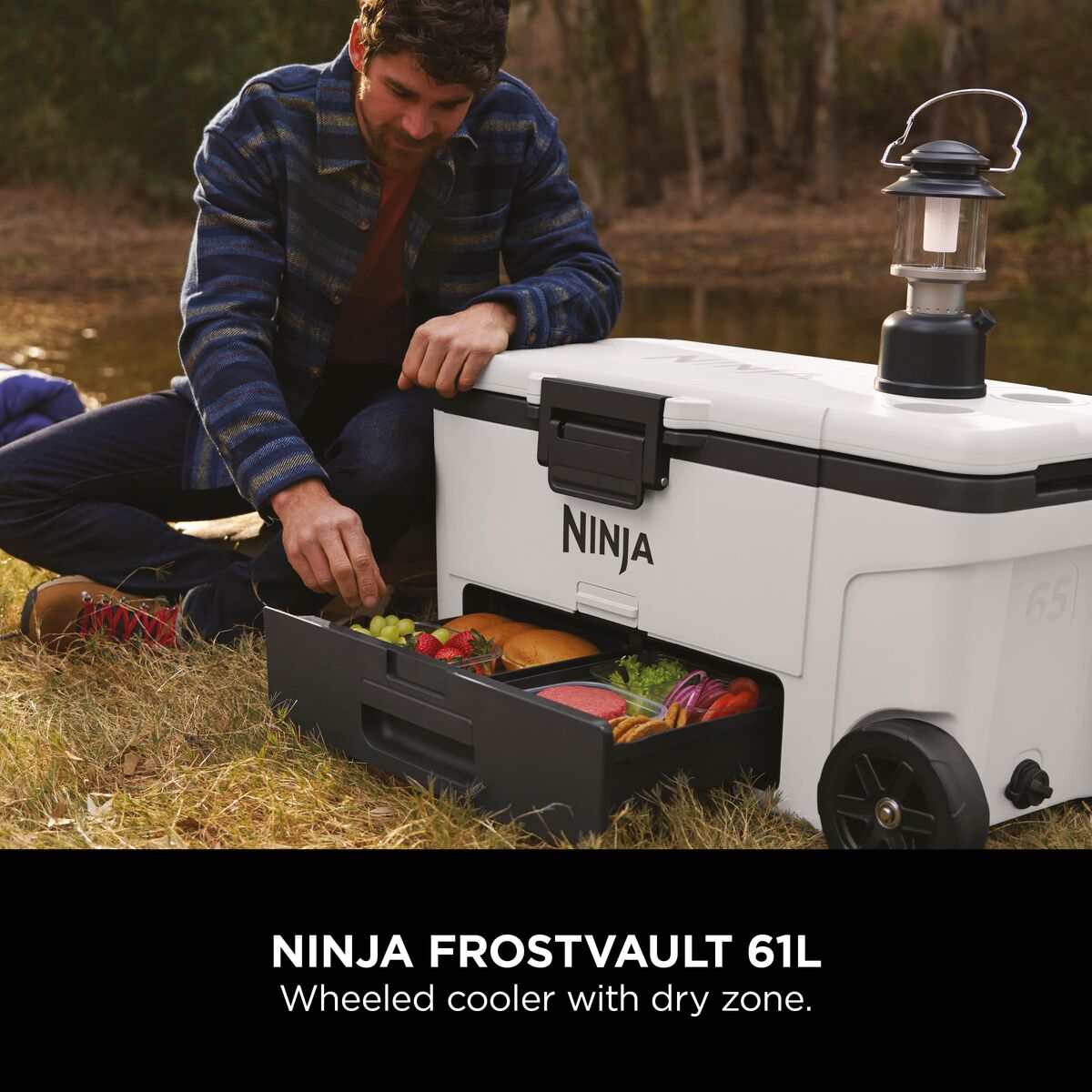 Ninja FrostVault 65QT/61L Wheeled Cooler with Dry Zone, Cloud White FB265EUUKWH