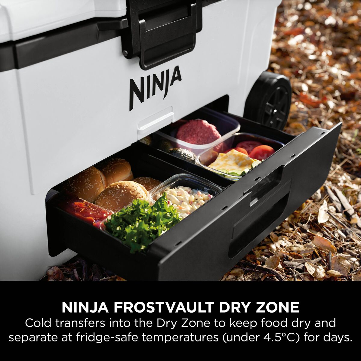 Ninja FrostVault 65QT/61L Wheeled Cooler with Dry Zone, Cloud White FB265EUUKWH