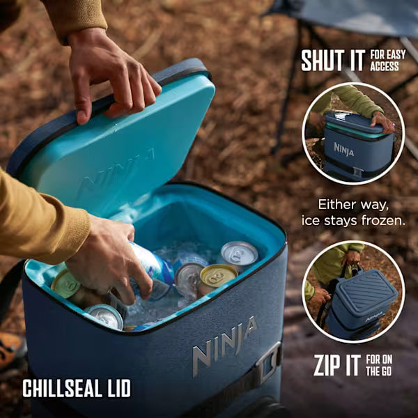 Ninja FrostVault Go 23 litre 36-can Backpack Soft Cooler - Lakeshore Blue