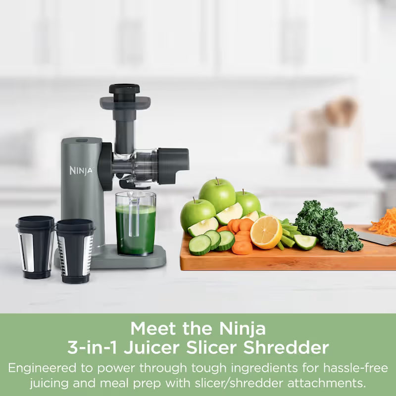Ninja 3-in-1 Cold Press Juicer, Slicer & Shredder with Anti-Clog Filter JC152UK