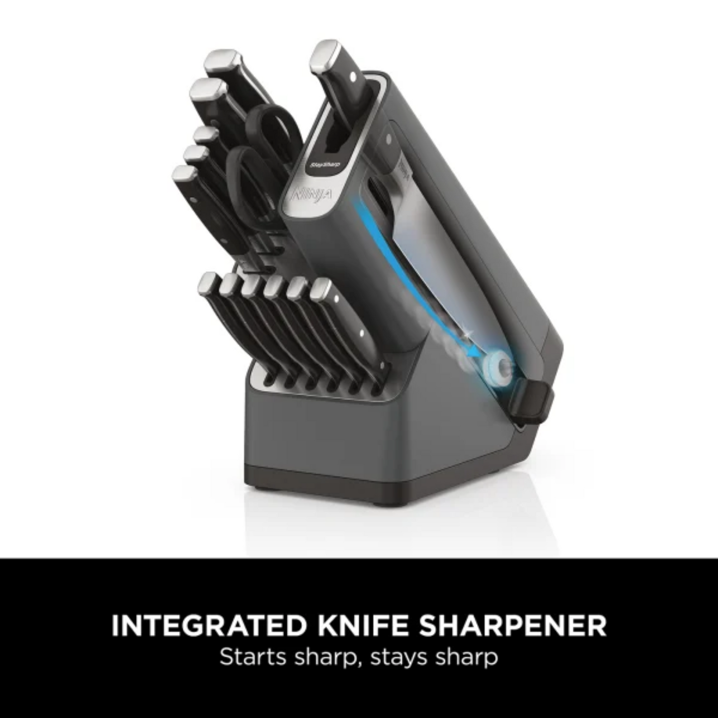 Ninja Foodi StaySharp Knife Block with Integrated Sharpener – Deluxe 14-Piece Set K32014EUUK