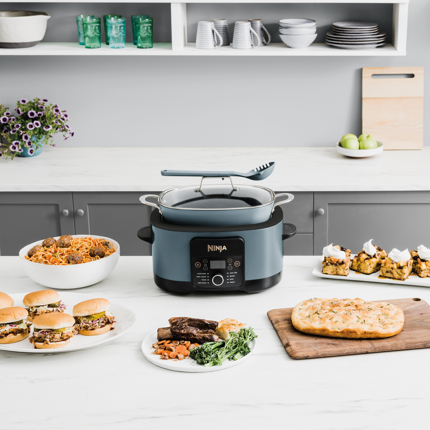 Ninja Foodi 8-in-1 PossibleCooker Slow Cooker & Multi-Cooker Sea Salt Grey [MC1001UK]