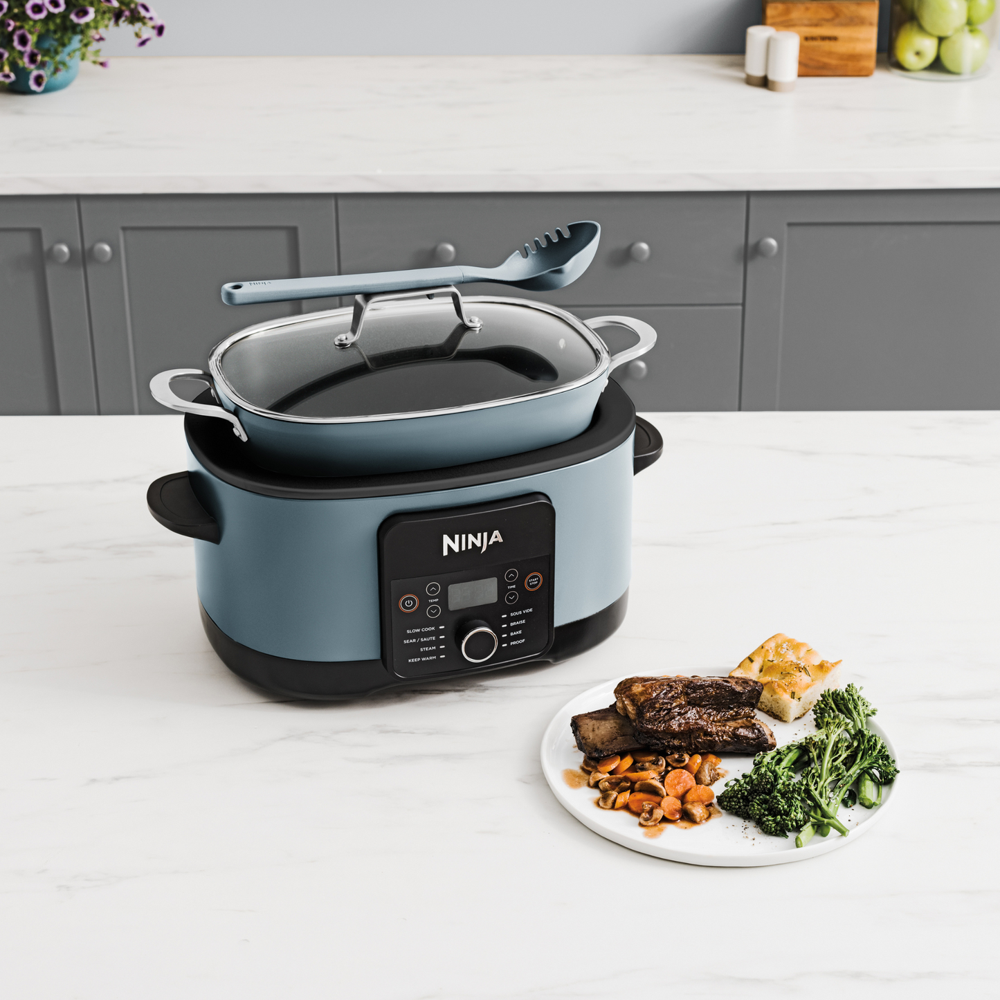 Ninja Foodi 8-in-1 PossibleCooker Slow Cooker & Multi-Cooker Sea Salt Grey [MC1001UK]