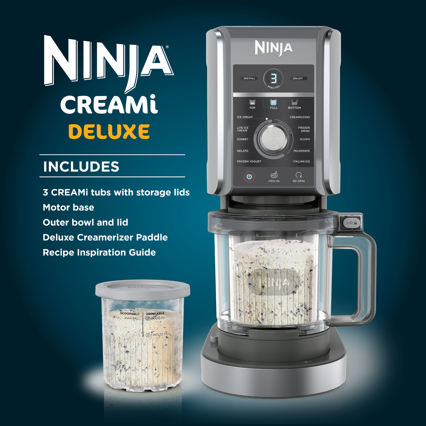 Ninja CREAMi Deluxe 10-in-1 Ice Cream and Frozen Drink Maker NC501UK