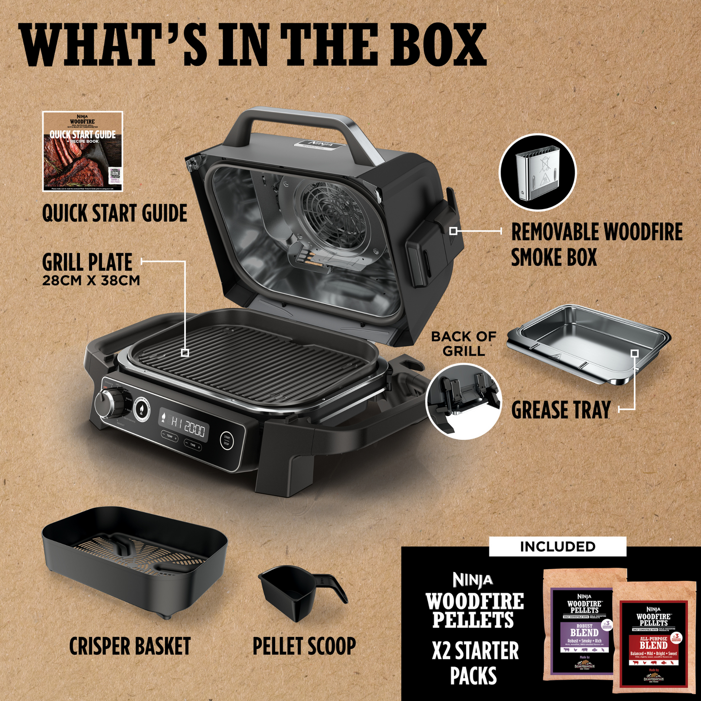 Ninja Woodfire Electric BBQ Grill & Smoker OG701UK