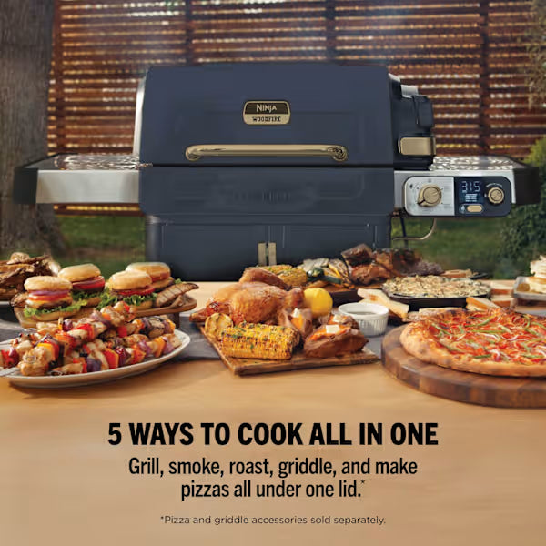 Ninja FlexFlame Gas BBQ & Outdoor Cooking System - Blue & Gold PG301UKBL