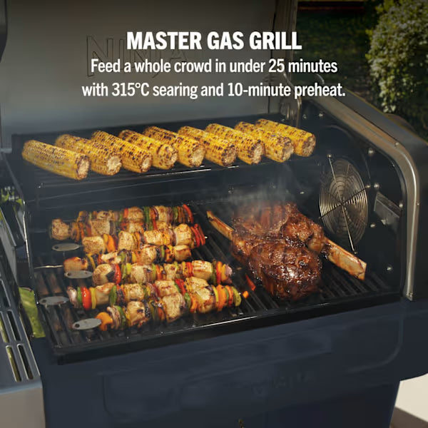 Ninja FlexFlame Gas BBQ & Outdoor Cooking System - Blue & Gold PG301UKBL