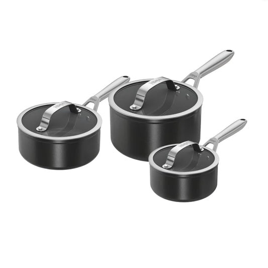 Ninja Ceramic Pro 3-piece Saucepan Set with Lids – Black CW33003EUIBK