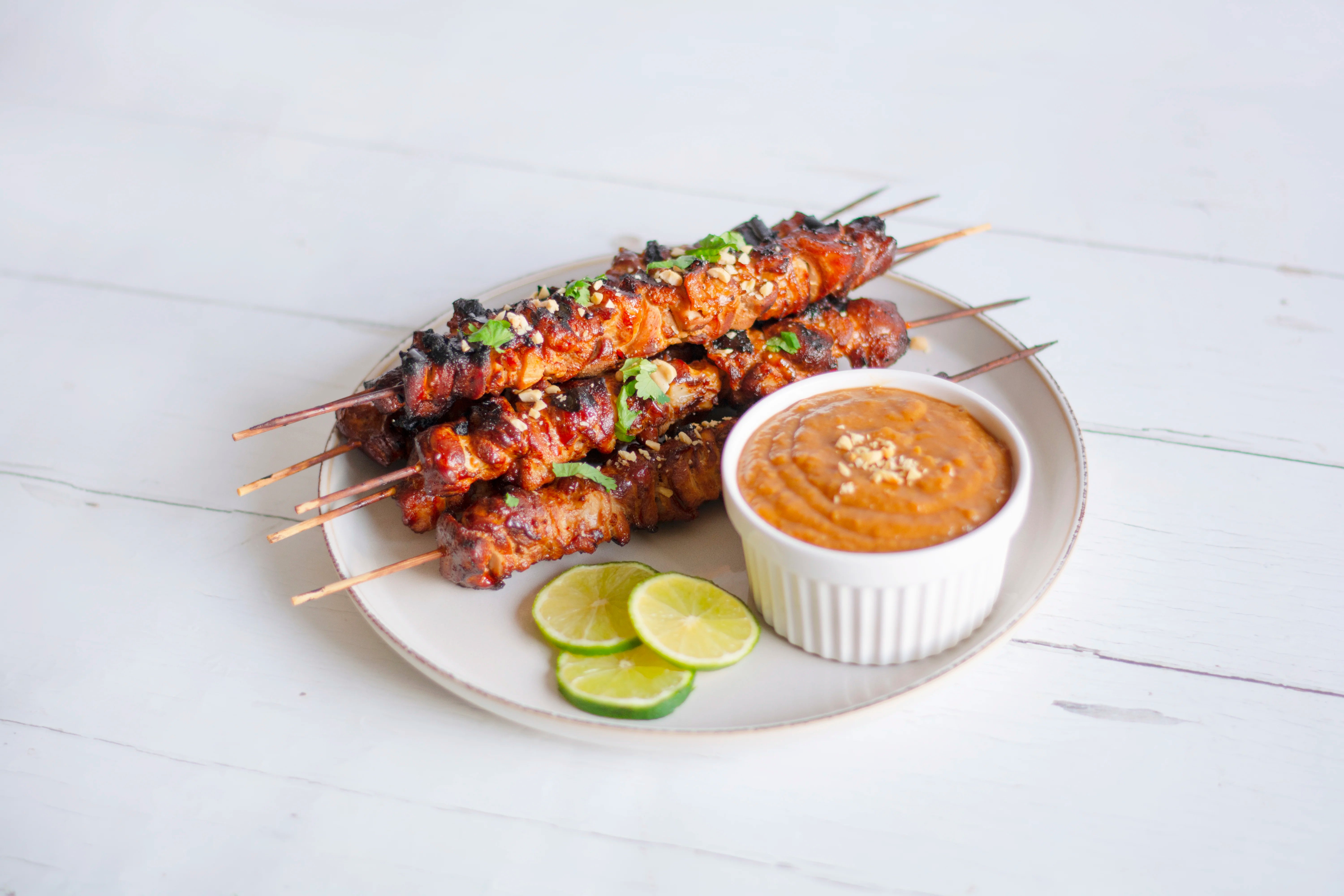 Grilled Chicken Satay with Thai Peanut Dipping Sauce